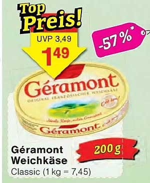 Géramont Weichkäse Classic (1 kg = 7,45)