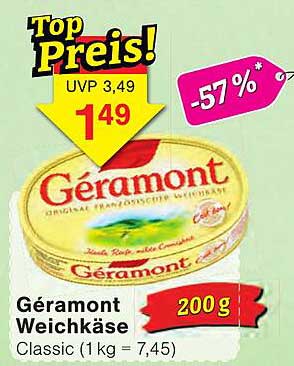 Géramont Weichkäse Classic (1kg = 7,45)