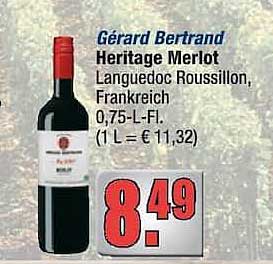 Gérard Bertrand Heritage Merlot Languedoc Roussillon, Frankreich 0,75-L-Fl. (1 L = € 11,32)