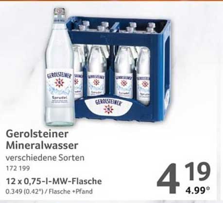 Gerolsteiner Mineralwasser verschiedene Sorten 12 x 0,75-l-MW-Flasche