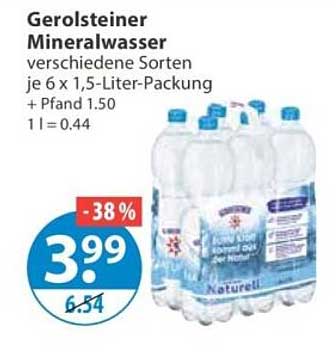 Gerolsteiner Mineralwasser verschiedene Sorten je 6 x 1,5-Liter-Packung + Pfand 1.50 1 l = 0.44