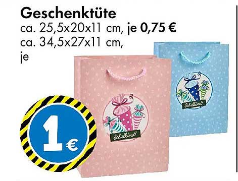 Geschenktüte ca. 25,5x20x11 cm, je 0,75 € ca. 34,5x27x11 cm, je