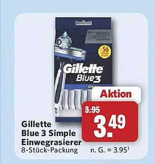 Gillette Blue 3 Simple Einwegrasierer - 8-Stück-Packung