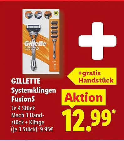 GILLETTE Systemklingen Fusion5 Je 4 Stück Mach 3 Handstück + Klinge (je 3 Stück)