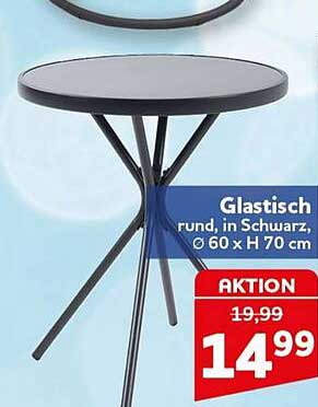Glastisch rund, in Schwarz, Ø 60 x H 70 cm