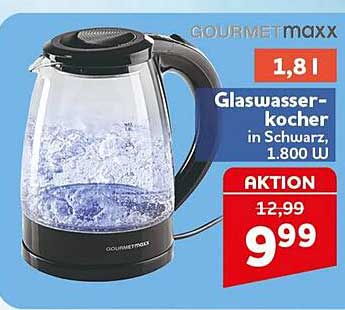 Glaswasserkocher in Schwarz, 1.800 U