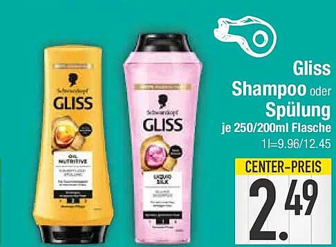 Gliss Shampoo oder Spülung je 250/200ml Flasche