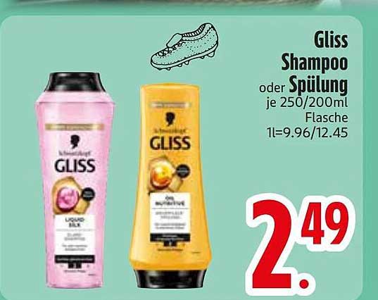 Gliss Shampoo oder Spülung je 250/200ml Flasche