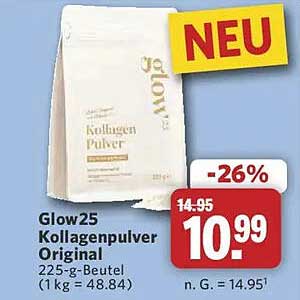 Glow25 Kollagenpulver Original 225-g-Beutel (1 kg = 48.84)