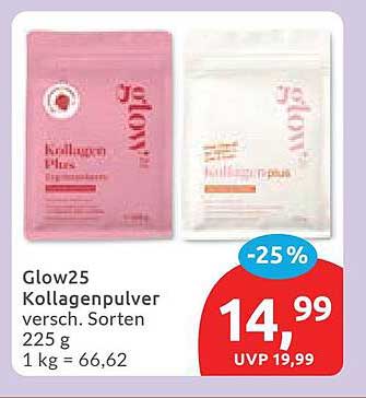 Glow25 Kollagenpulver versch. Sorten 225 g 1 kg = 66,62