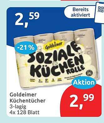 Goldeimer Küchentücher 3-lagig 4x 128 Blatt