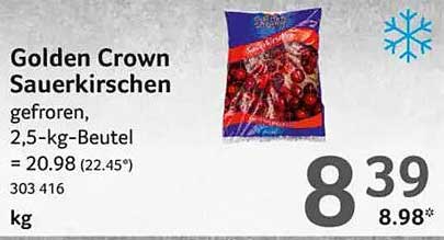 Golden Crown Sauerkirschen gefroren, 2,5-kg-Beutel = 20.98 (22.45*) 303 416 kg