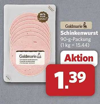 Goldmarie Schinkenwurst 90-g-Packung (1 kg = 15.44)