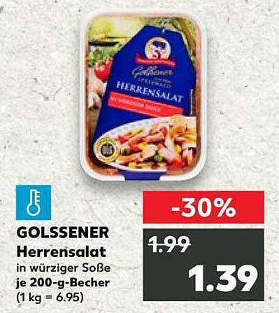 GOLSSENER Herrensalat in würziger Soße je 200-g-Becher (1 kg = 6.95)