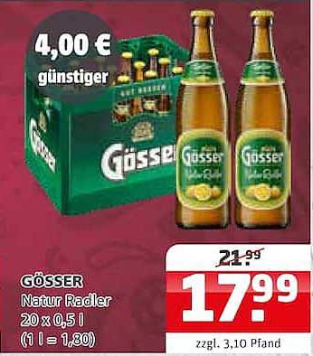 GÖSSER Natur Radler 20 x 0,5 l (1 l = 1,80)