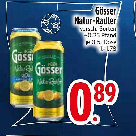 Gösser Natur-Radler versch. Sorten +0.25 Pfand je 0,5l Dose 1l=1.78