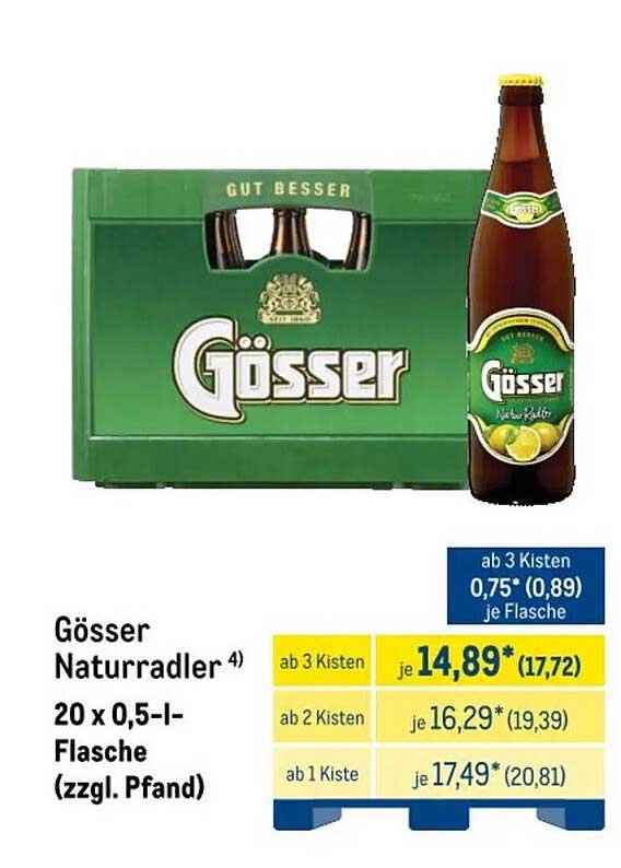 Gösser Naturradler 4) 20 x 0,5-l-Flasche (zzgl. Pfand)