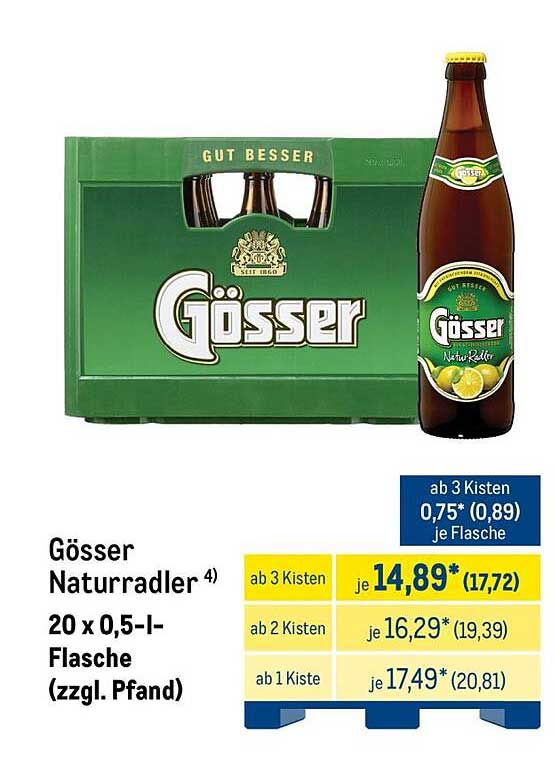 Gösser Naturradler 4) 20 x 0,5-l-Flasche (zzgl. Pfand)