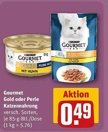 Gourmet Gold oder Perle Katzenmahlung versch. Sorten, je 85-g-Btl./Dose (1 kg = 5.76)