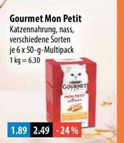 Gourmet Mon Petit Katzennahrung, nass, verschiedene Sorten je 6 x 50-g-Multipack 1 kg = 6.30