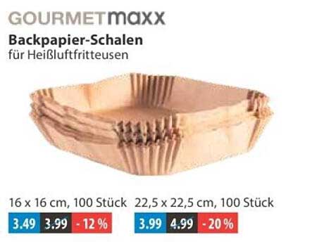 GOURMETmaxx Backpapier-Schalen für Heißluftfritteusen