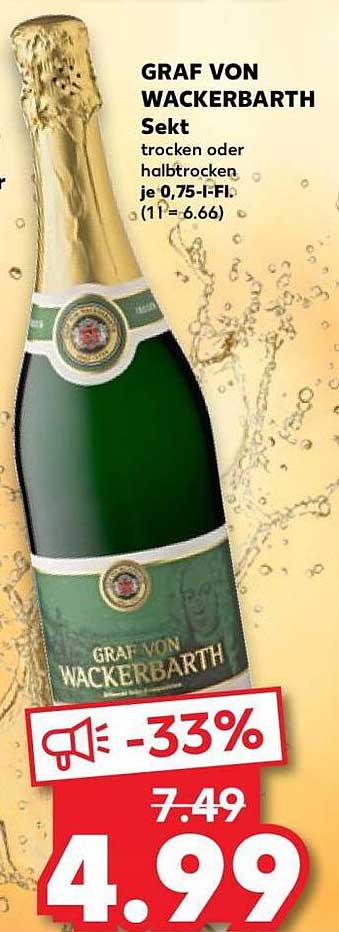 GRAF VON WACKERBARTH Sekt trocken oder halbtrocken je 0,75-l-Fl. (1 l = 6.66)