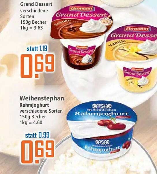 Grand Dessert verschiedene Sorten 190g Becher 1kg = 3.63