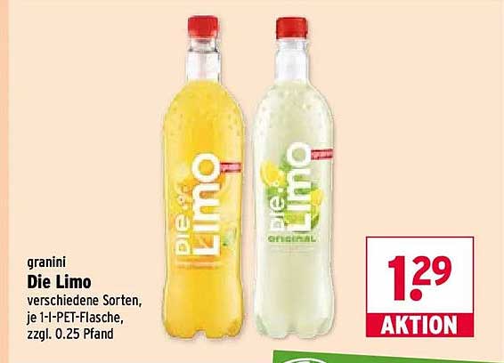 granini Die Limo verschiedene Sorten, je 1-l-PET-Flasche, zzgl. 0.25 Pfand