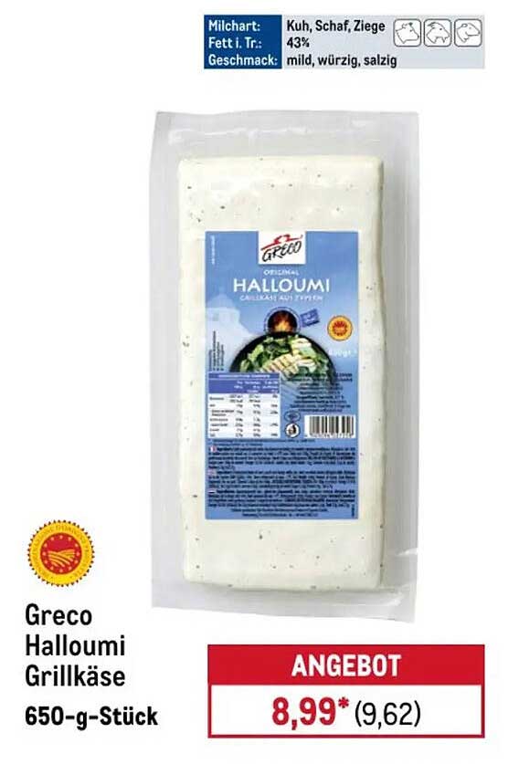 Greco Halloumi Grillkäse 650-g-Stück