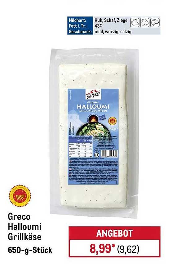 Greco Halloumi Grillkäse 650-g-Stück