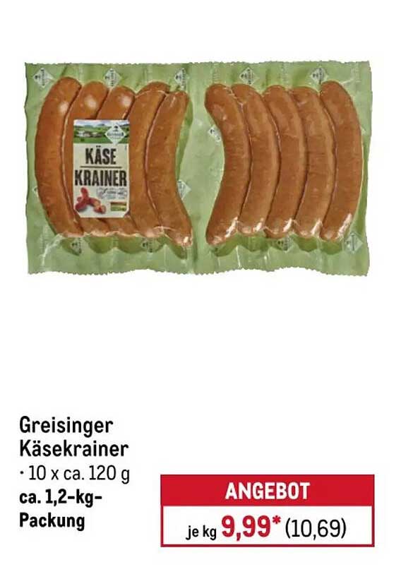 Greisinger Käsekrainer · 10 x ca. 120 g · ca. 1,2-kg-Packung