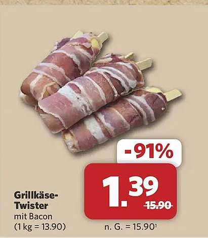 Grillkäse-Twister mit Bacon