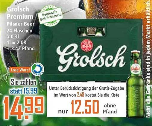 Grolsch Premium Pilsner Beer 24 Flaschen à 0,3 l