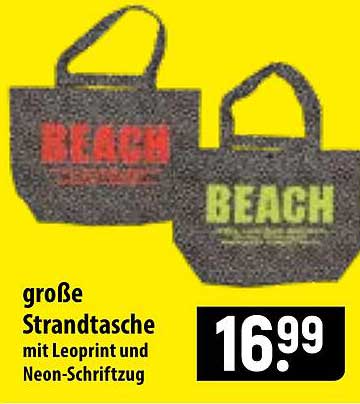 große Strandtasche mit Leoprint und Neon-Schriftzug