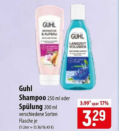 Guhl Shampoo 250 ml oder Spülung 200 ml verschiedene Sorten Flasche je