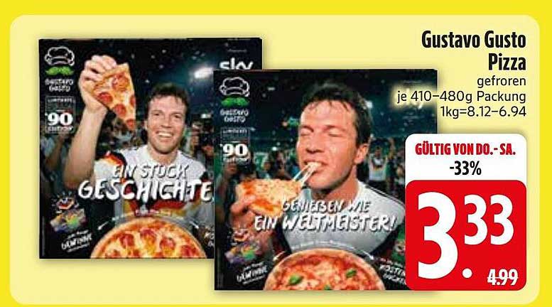 Gustavo Gusto Pizza gefroren je 410–480g Packung