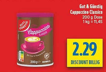 Gut & Günstig Cappuccino Classico 200 g Dose 1 kg = 11,45