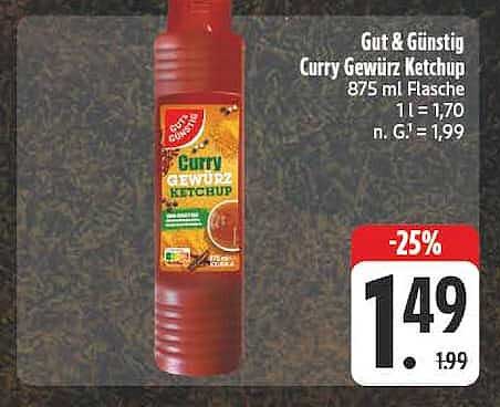 Gut & Günstig Curry Gewürz Ketchup 875 ml Flasche