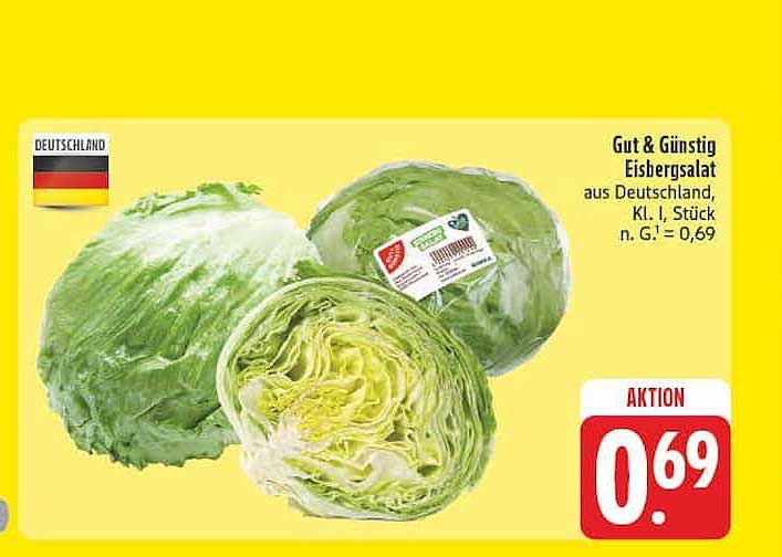 Gut & Günstig Eisbergsalat aus Deutschland, Kl. I, Stück