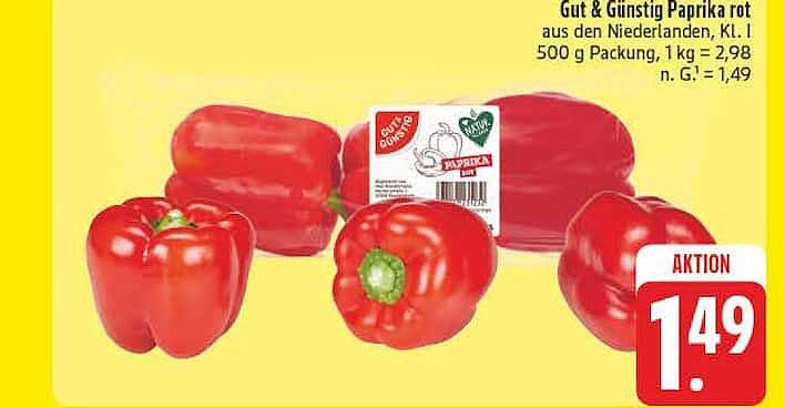 Gut & Günstig Paprika rot aus den Niederlanden, Kl. I