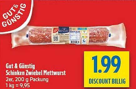 Gut & Günstig Schinken Zwiebel Mettwurst