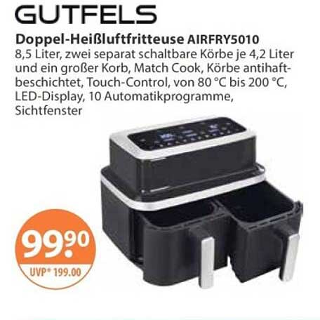 GUTFELS Doppel-Heißluftfritteuse AIRFRY5010