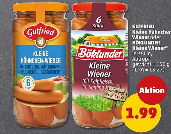 GUTFRIED Kleine Hähnchen Wiener oder BÖKLUNDER Kleine Wiener*