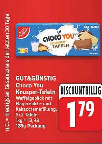GUT&GÜNSTIG Choco You Knusper-Tafeln