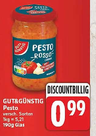 GUT&GÜNSTIG Pesto versch. Sorten 190g Glas