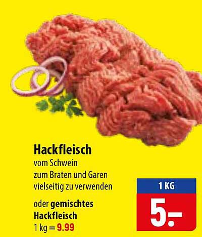 Hackfleisch vom Schwein zum Braten und Garen vielseitig zu verwenden oder gemischtes Hackfleisch 1 kg = 9.99
