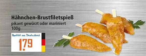 Hähnchen-Brustfiletspieß pikant gewürzt oder mariniert 100g