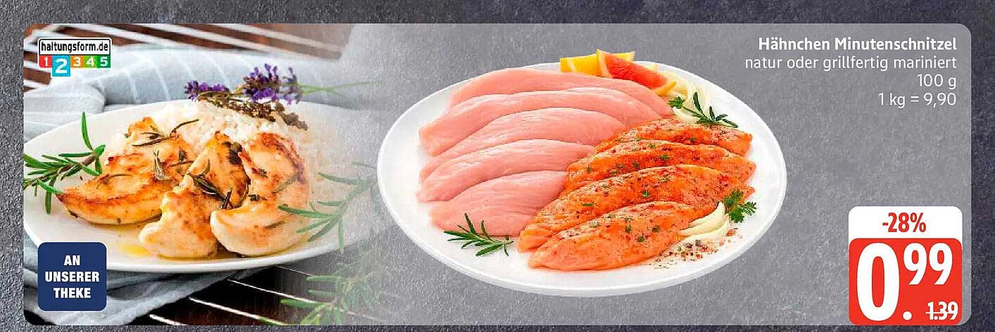 Hähnchen Minutenschnitzel natur oder grillfertig mariniert