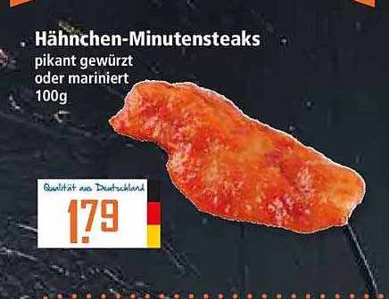 Hähnchen-Minutensteaks pikant gewürzt oder mariniert 100g