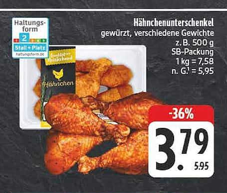 Hähnchenunterschenkel gewürzt, verschiedene Gewichte z.B. 500 g SB-Packung